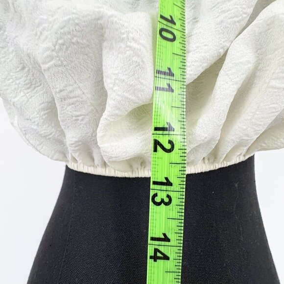 KIMCHI BLUE RUFFLE WHITE OFF THE SHOULDER SHIRT SIZE SMALL - Picture 5 of 11